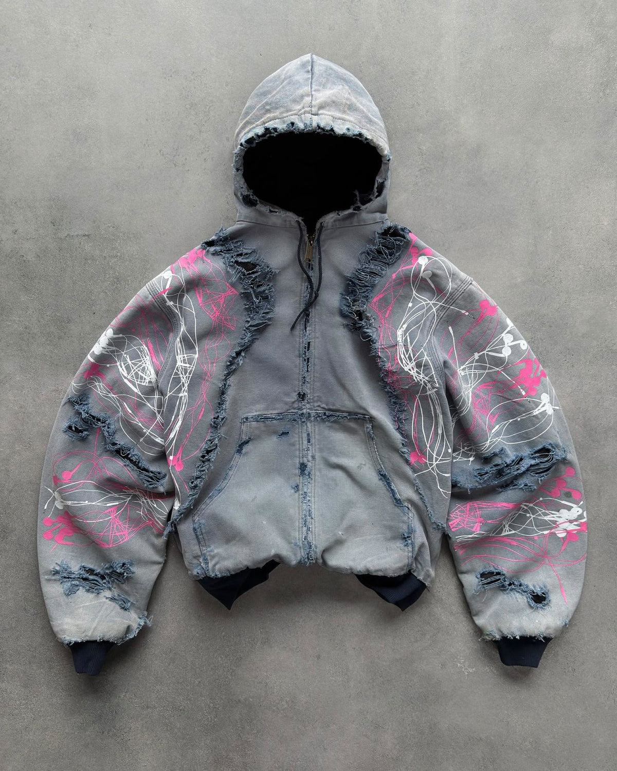 Distressed Scribble Zip Hoodie