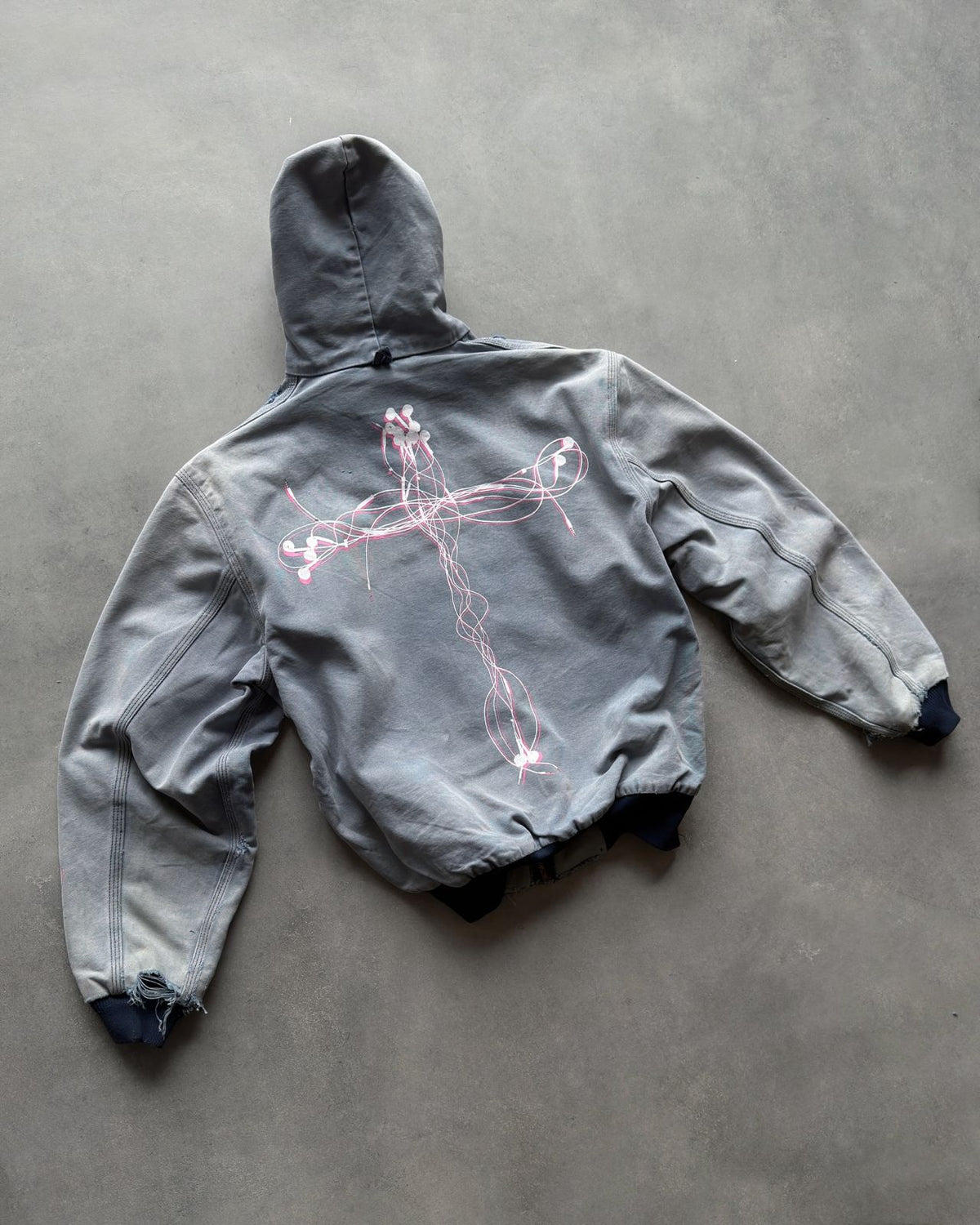 Distressed Scribble Zip Hoodie